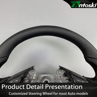 Volant sport Antoski pour Mazda 3/CX-5/CX-6/CX-7, cuir noir personnalisé, fibre de carbone, 3 branches, style sport, avec affichage LED, 35 mm