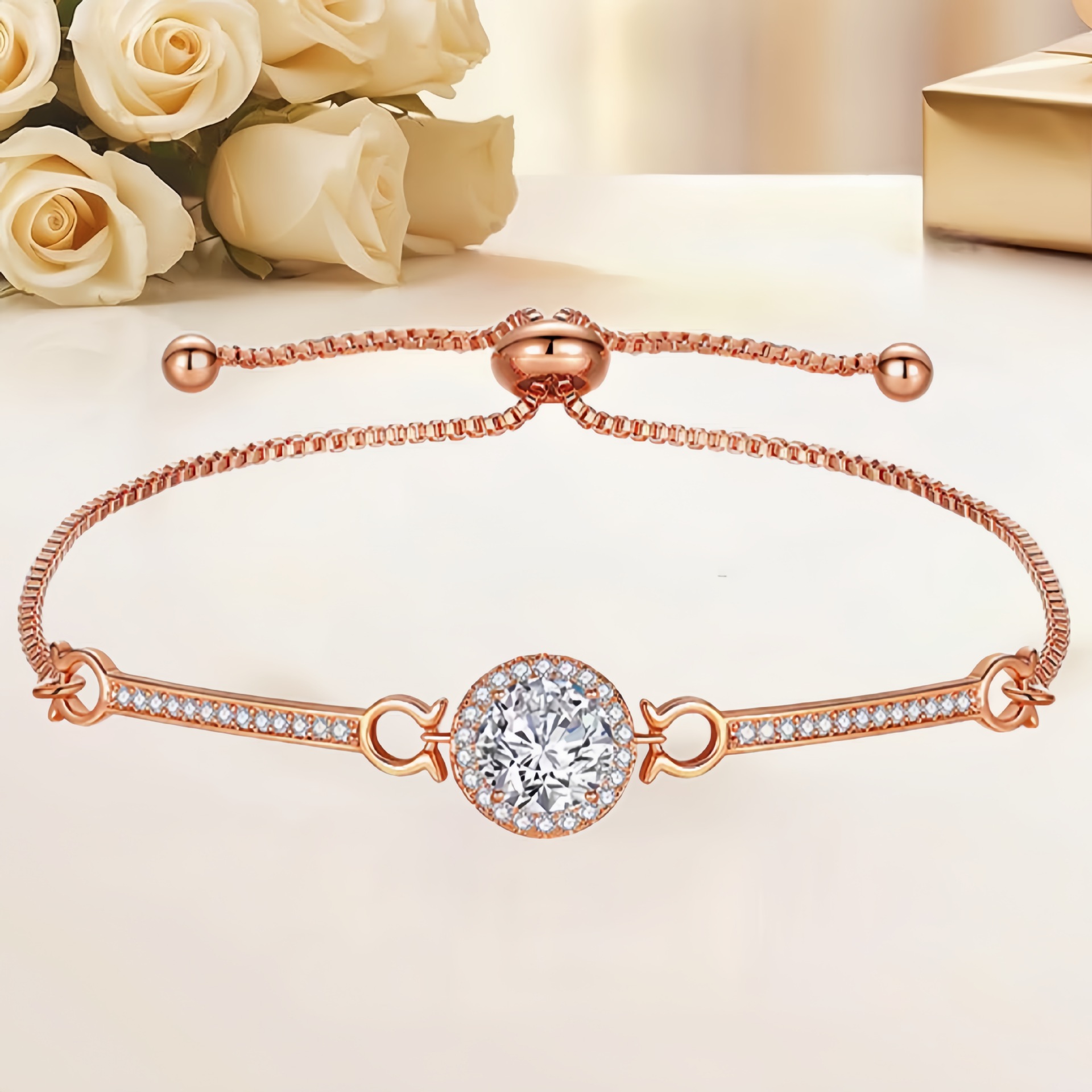 Rose gold round bracelet