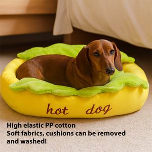 Cama para Mascotas Súper Linda, Cama para Mascotas con Forma de Hamburguesa y Perrito Caliente, Apta para Todas las Estaciones, Desmontable y Fácil de Limpiar - Product Image 2