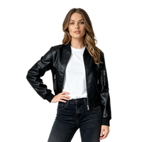 Veste de motard en cuir PU courte pour femme, style urbain printemps-automne, avec fermeture éclair – Grande Vente