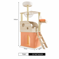Arbre à chat de luxe moderne sur mesure, design vert, en bois, avec griffoir, maison et tour d'escalade, pour vente en gros