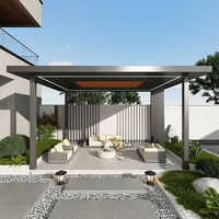 Pergola solaire photovoltaïque en aluminium pour jardin avec un design moderne résistant à la pluie et un toit à ouverture électrique