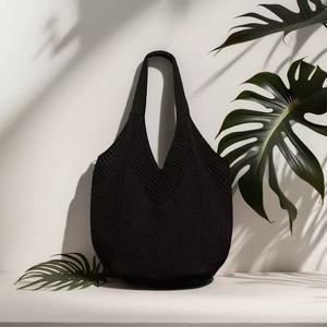 Bolso tejido de un solo hombro INS Retro coreano, nuevo estilo, bolso de mano de ganchillo <span class=keywords><strong>para</strong></span> vacaciones, Playa informal, dos <span class=keywords><strong>asas</strong></span>, poliéster abierto - Product Image 2