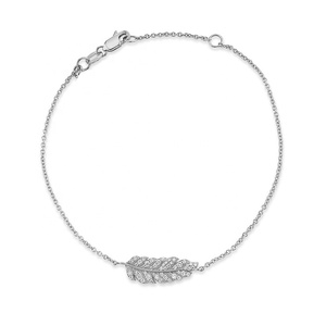 젬넬 황동 18k 금도금 참 큐빅 지르코니아 쥬얼리 잎사귀 참 펜던트 팔찌 - Product Image 3