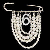 Épingles à numéros personnalisées pour sororité avec strass, de 1 à 100, avec un design en perles multicouches