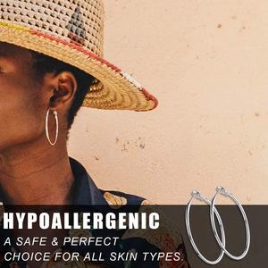 Lot de 12 paires de boucles d'oreilles créoles en acier inoxydable pour femmes et filles, 12 tailles (10-70 mm), ensemble de boucles d'oreilles étanches - Product Image 5