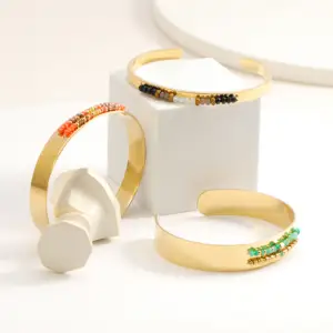 Stainless Steel Jewelry Ladies Bracelets And Bangles Engraved Plated Gold