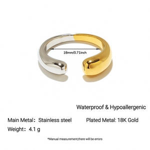 Stainless Steel <b>Ring</b> Geometric Two Tone Gold Plated Women's Fashion Jewelry Gift YR1 - Product Image 5