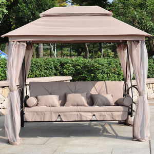Fabrication en aluminium de haute qualité Loisirs de plein air Patio Hauteur de jardin Gazebo en tissu polyester Balançoire avec auvent et 3 places - Product Image 1