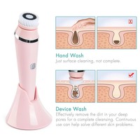 Brosse de massage électrique multifonctionnelle 4 en 1 pour le visage, nettoyage en profondeur des pores, nettoyage du visage par vibration, plusieurs têtes, masseur facial