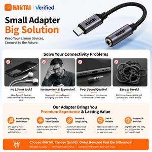 Adaptateur USB C vers <span class=keywords><strong>prise</strong></span> jack 3,5 mm femelle avec DAC intégré, son haute fidélité, câble audio tressé compatible avec Pixel 9 <span class=keywords><strong>8</strong></span> Samsung - Product Image 2