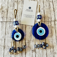 Pendentifs Œil Turc Fait Main, Grande Taille, Ornement Mural Bohème, Porte-Bonheur pour Jardin et Maison avec Corde