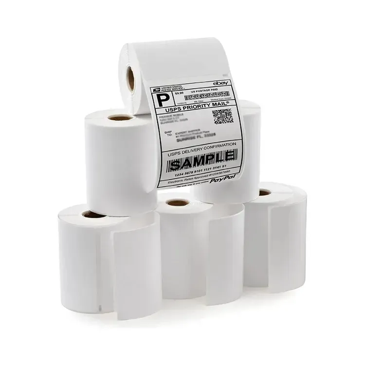 Rotolo di carta per etichette termiche dirette riciclabile personalizzato per stampante per il confezionamento di alimenti surgelati e carichi a bassa temperatura