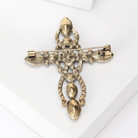 Broche Rétro Tendance en Alliage avec Strass Croisés, Bijou Géométrique pour Femme, Fleur de Poitrine, Accessoire de Vêtement pour Dîner ou Mariage