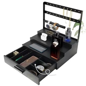 Estante de madera minimalista moderno para uso doméstico, organizador de perfumes de escritorio y caja de exhibición, estantería de madera maciza de varios niveles para productos de cuidado de la piel - Product Image 2