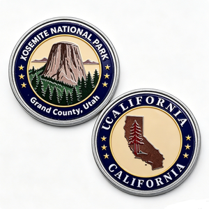 Moneda Conmemorativa Personalizada de Aleación de Zinc Fundida a Presión, Diseño de Paisaje Estatal de Yosemite de Doble Cara, Recuerdo de Viaje y Coleccionable - Product Image 1