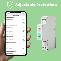 RMshebei 63A TUYA Zigbee Fuite de terre intelligente Disjoncteur domestique intelligent avec mesure 1P + N APP Télécommande pour téléphone portable
