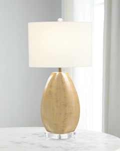 Lampe de table en céramique et tissu de grande taille, style moderne et contemporain, pour la décoration de la maison, flexible avec abat-jour conique, alimentation secteur. - Product Image 6