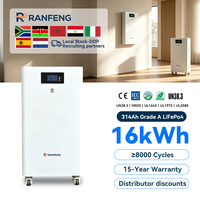 Baterai LiFePO4 16kWh 51.2V 314Ah, Inverter Hybrid Tenaga Surya 5kW MPPT All in One ESS, Sistem Penyimpanan Rumah yang Dapat Ditumpuk, OEM
