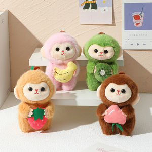Juguete de peluche, Animal de peluche, pequeño mono, plátano, <span class=keywords><strong>fruta</strong></span>, muñeca para niños, venta al por mayor, máquina de garra, máquina de monedas Arcade, tamaño de 4 pulgadas - Product Image 1
