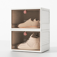 Armoire de rangement pour chaussures en plastique PP transparent avec logo personnalisé, design pliable et empilable, organisateur multifonction moderne