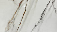 Design moderne Calacatta Grande veine Pierre artificielle blanche Dalle de quartz Surface polie à faible teneur en silicone Comptoir de cuisine