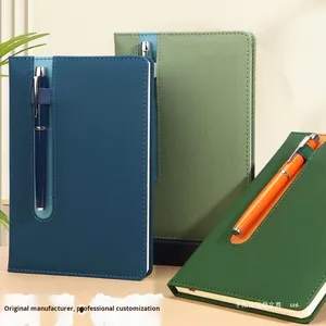 Carnet en cuir A5, format A5, gravure de logo personnalisée, fermeture élastique, poche pour documents, cadeau d'affaires pour <span class=keywords><strong>réunion</strong></span> de bureau, <span class=keywords><strong>voyage</strong></span> - Product Image 2
