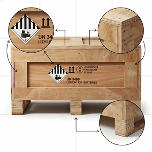Cajas de Madera para Embalaje de Mercancías Peligrosas, Uso de Baterías de Litio, Personalización UN3480, Tratamiento de Superficie, Marca Chenjie - Product Image 3