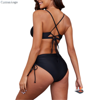 Ensemble de maillot de bain bikini à cordon réglable avec logo personnalisé, haut de maillot de bain à jambes hautes, maillot de bain séparé à lacets, culotte menstruelle, maillot de bain menstruel 2 pièces
