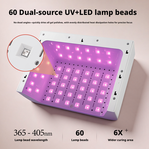Lámpara UV LED para Uñas de 48W con Brazo de PU, Diseño para Dos Manos con 60 Perlas y <span class=keywords><strong>4</strong></span> Temporizadores para Uñas de Gel, Gran Venta - Product Image 2