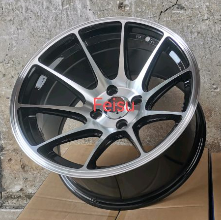 Passenger Car Black Aluminum Alloy Car Wheel Rim Black Machine Face 15x825 4x100 Deep Concave Racing Car Wheels Factory