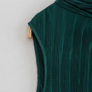 Fashion Custom Damen bekleidung 2-teiliges Set Damen weste Ärmelloses langes Hosen-Outfit Falten Freizeit kleidung Plissee Damen-Sets - Product Image 5