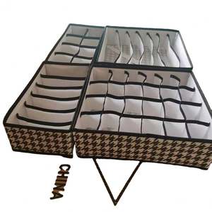 Juego de 4 organizadores de cajones con patrón de ondas y cuadrícula de mil pájaros, divisores de tela plegables para ropa interior, caja de almacenamiento tejida. - Product Image 2