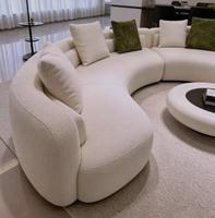 Canapé d'angle incurvé STG, style minimaliste italien, grand format, pour villa, en tissu haut de gamme nordique et bois massif, pour salon