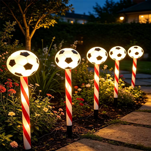 Football Pentagram Santa Clauses Star Candy Canes Shape Pathway Lights <strong>Garden</strong> Use Solar Football Decoration Light up - Product Image 1