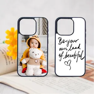Topjlh 2024 2d Sublimation Blanks Cell Phone Covers Black Rubber TPU PC Sublimation Phone Cases For Iphone 13 14 15 Case