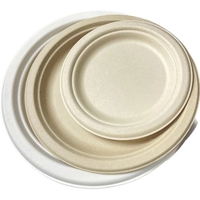 Assiettes jetables robustes en bagasse et bambou de 7 et 9 pouces, motif uni, pour la restauration événementielle
