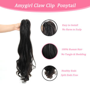 Extensions de cheveux indiens Remy en gros, à clipser, 100% cheveux humains, ondulation naturelle, haute qualité, queue de cheval, sans perte de cheveux, usage quotidien - Product Image 3