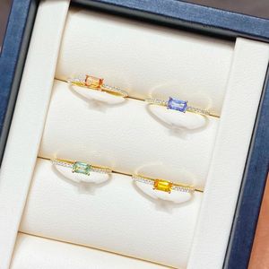 Xinfly Factory Wholesale Luxury 18K Gold Emerald Cut Colored Sapphire <b>Ring</b> <b>Fine</b> <b>Rings</b> - Product Image 5