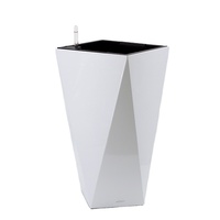 Moderne outdoor tall wit rechthoekige polyresin selfwatering indoor kruidentuin planter pot plastic voor restaurant