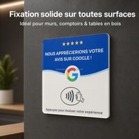 Carte de commentaires Google en français, plaque intelligente NFC en acrylique de 2 mm avec support adhésif, plaque de table sans contact pour la France