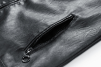 Blouson de moto en cuir de haute qualité pour la course, noir/rouge/marron, avec fermeture éclair, col montant, sans poches