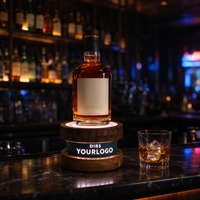 Présentoir à bouteilles en bois avec logo personnalisé LED, support lumineux pour bouteilles de vin, glorificateur pour bar, boîte de nuit, KTV