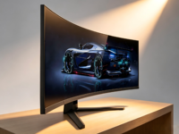 Moniteur de jeu incurvé LCD 4K 44,5 pouces 5 ms 240 Hz avec écran PC anti-lumière bleue et support réglable en hauteur et rotatif