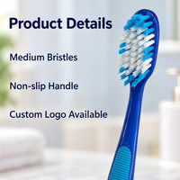 Brosse à dents manuelle OEM ODM à poils moyens pour adultes, étiquette privée personnalisée, nettoyage en profondeur, brosse à dents domestique pour l'hygiène buccale quotidienne
