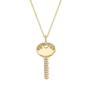 Gemnel new simple design jewelry key shape accessories pendant with multi zirconia inspired necklace for daily life