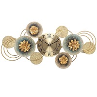 Horloge murale en métal de luxe 86X40CM, fleur d'entrée de salon, chambre créative, décoration de maison silencieuse, livraison directe atmosphérique DDP