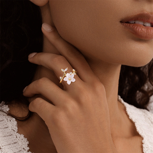 S925 Sterling Silber Luxuriöser Blumen-CZ Achtzackiger Stern Mond CZ Verstellbarer Offener <span class=keywords><strong>Ring</strong></span> für Damen Schmuck - Product Image 4