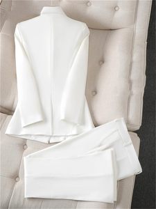 سترة عمل أنيقة للنساء بتصميم كلاسيكي للمكتب للسيدات سترة عمل ضيقة مزدوجة الصدر سترة احترافية بطول فوق الركبة - Product Image 3