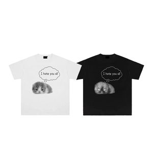 T-shirt per Coppie '<span class=keywords><strong>Ti</strong></span> <span class=keywords><strong>Odio</strong></span>' Originale, Divertente, con Stampa di Gattino Carino, 100% Cotone, Maniche Corte, Vestibilità Ampia, Tessuto Pesante - Product Image 5
